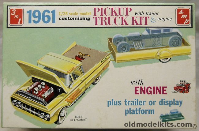 SMP 1/25 1961 Chevrolet Apache Pickup Truck with Trailer / Display Stand - Stock or Custom or Mobile Service Station Truck, K731 plastic model kit